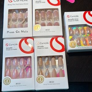 Acrylic Press-On Nails - Pink and Nude